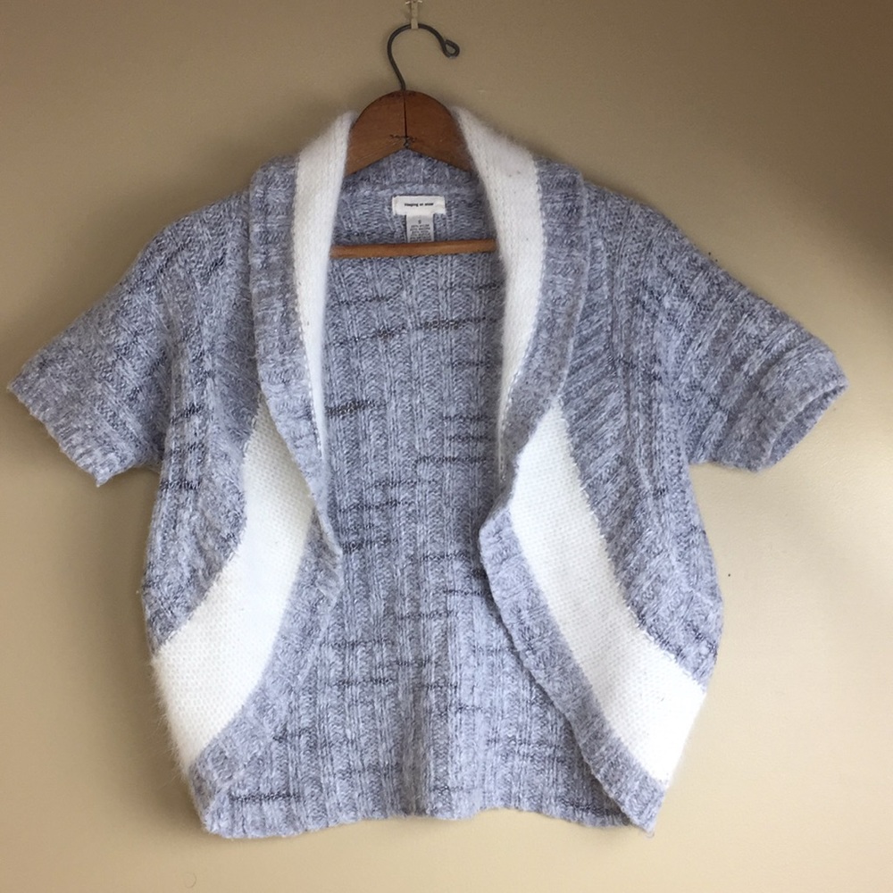Sleeping on Snow holiday shrug Silver angora Sz S